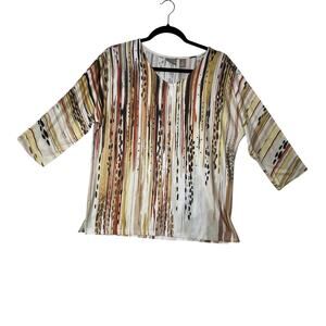 CHICOS Dolman Sleeve Top Womens 1 Multicolor Abstract Stripe Studded Knit